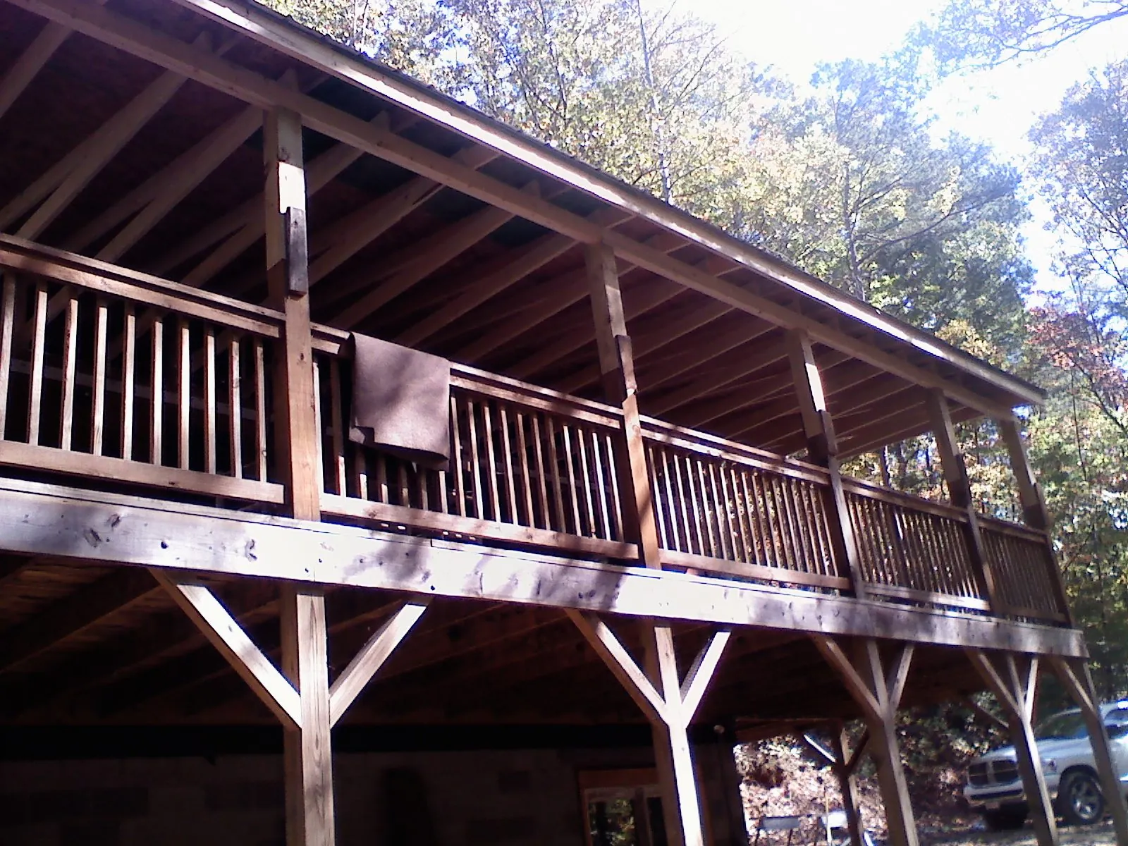 Timber framing under a new elevated porch and deck — Roof Leak Repair in Mount Laurel by Roofing Brothers